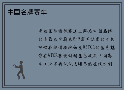 中国名牌赛车